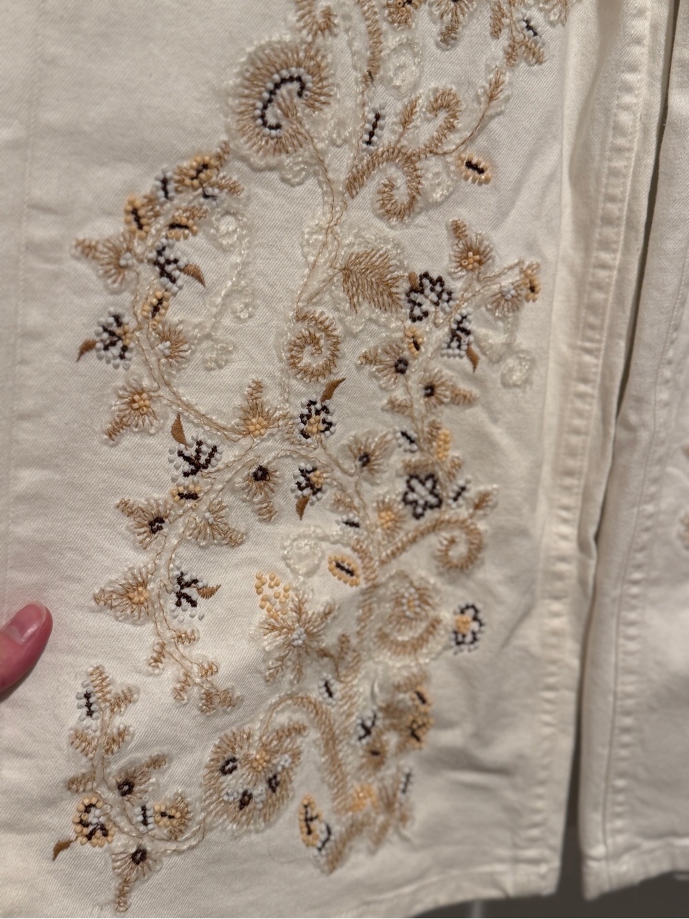 Zara The Western Embroidery Culotte White Jeans - Picture 4 of 7